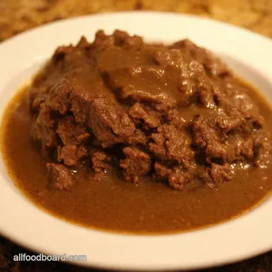Grandmas Ground beef and gravy Ultimate Comfort Food Recipe Card