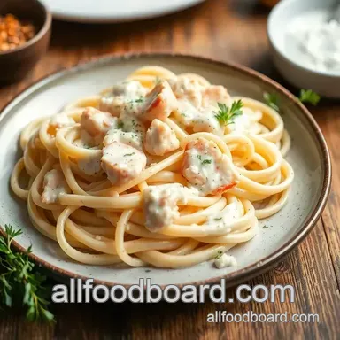 How to Make Delicious Sauté Crab Fettuccine in Creamy Alfredo Recipe Card