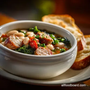 Crockpot Soup Hearty Tuscan Sausage White Bean Recipe Recipe Card