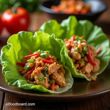Easy LarbStyle Thai Chicken Lettuce Wraps Recipe Recipe Card