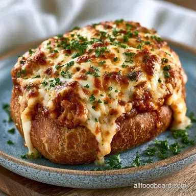 Lasagna Stuffed Garlic Bread in 40 Min Recipe Card