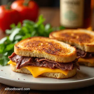 Lean Luscious LowCalorie Roast Beef and Cheddar Melt Recipe Card