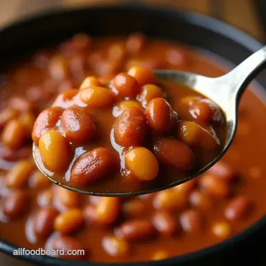 The Best Crockpot Baked Beans Recipe Easy Slow Cooker Side Recipe Card