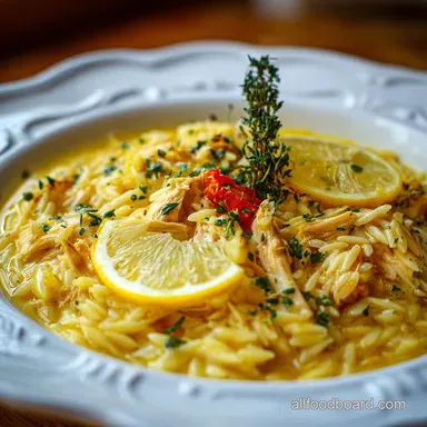 Lemon Chicken Orzo: One Pot Meal for 4 Servings Recipe Card