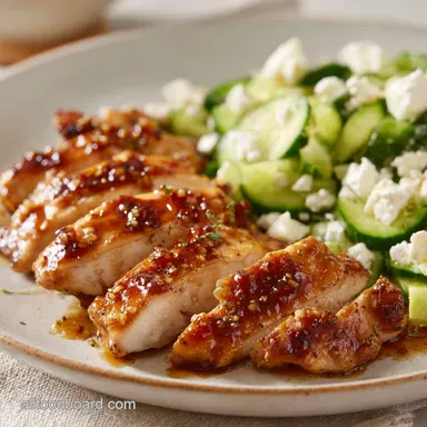 Lemony Chicken Breast with Cucumber Feta Salad Quick 30Minute Dinner Recipe Card
