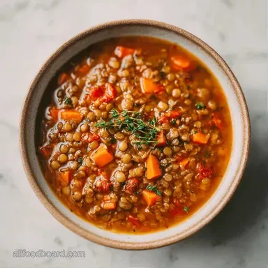 Lentil Slow Cooker Stew for 6 Servings Recipe Card