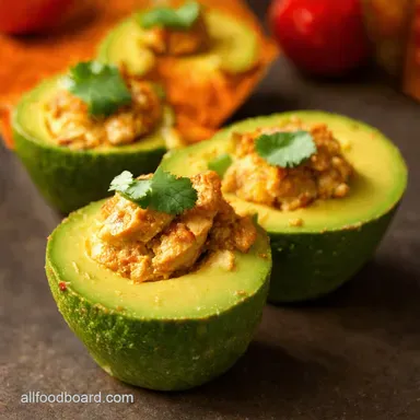 MexiChicken Avocado Cups Quick Healthy Delicious Recipe Card