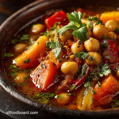 OnePot Moroccan Split Lentil Chickpea Cozy Easy Recipe Card