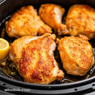 Ninja Air Fryer Chicken Thighs Crispy Easy Lemon Herb Recipe Card