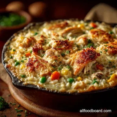 Cheeky Chicken Pot Pie Rice Bake The Ultimate NoFuss Comfort Casserole Recipe Card