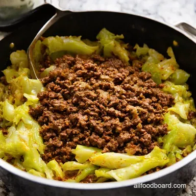 OnePan Ground Beef Cabbage Easy Weeknight Dinner Recipe Card