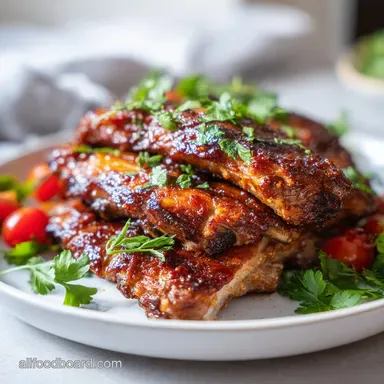 Marinated Ribs: Tender Oven Baked Ribs for 4 Servings Recipe Card
