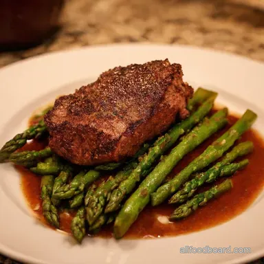 Juicy PanFried Steak Recipe with Garlic Asparagus Recipe Card