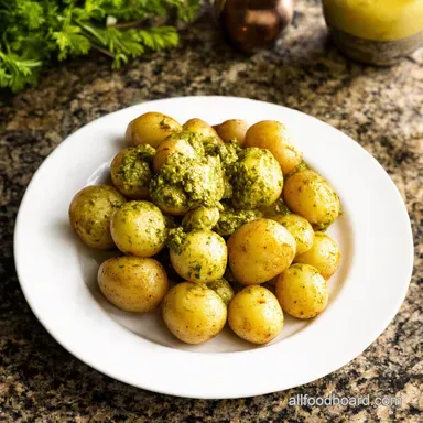 Parmesan Pesto Potatoes Pesto Roasted Golden Goodness Recipe Card