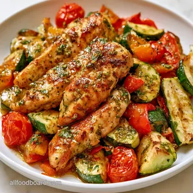 Pesto Chicken Vegetables for 4 Servings Recipe Card