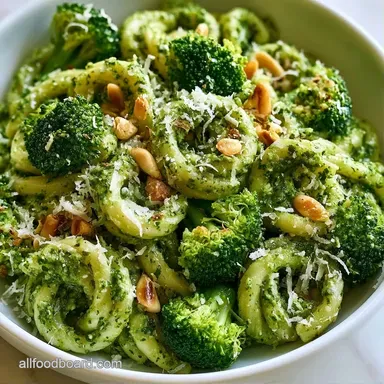 Pesto Pasta with Broccoli in 25 Minutes Recipe Card