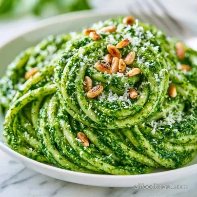 Pesto Pasta with Spinach in 20 Minutes Recipe Card
