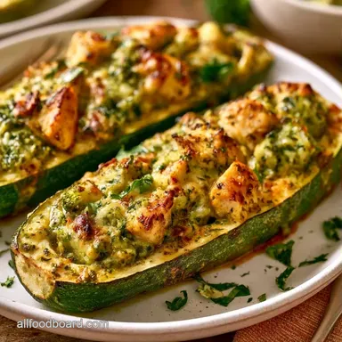 Pesto Stuffed Zucchini in 30 Minutes Recipe Card