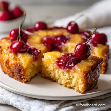 Pineapple Upside Down Cake with Cake Mix and Cherries Recipe Card