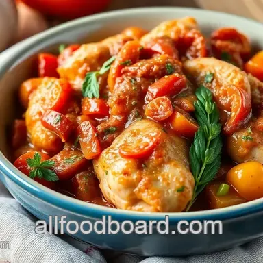 Pink Crock Pot Chicken Cacciatore: 5 Easy Steps to Dinner Delight! Recipe Card