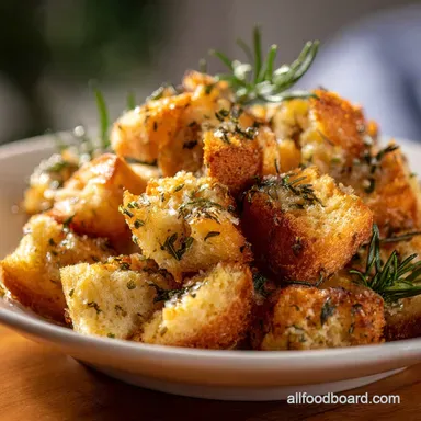 Homemade Herby Croutons: Ultra-Crispy Bistro-Style Rosemary Garlic Recipe Card