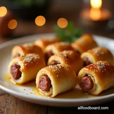 MakeAhead Sausage Rolls Proper Posh Party Bites Recipe Card