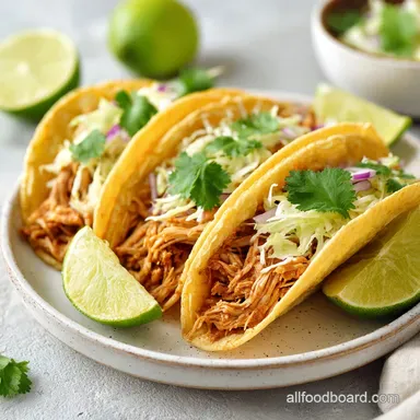 Pulled Chicken Taco with Seasoned Taco Shells in 40 Minutes Recipe Card
