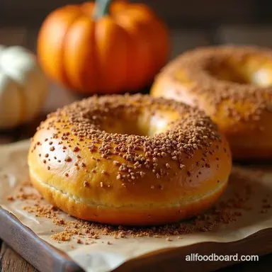 Pumpkin Spice Bagels Recipe Homemade Fall Autumn Baking Recipe Card