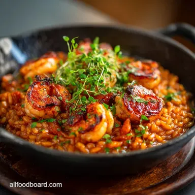 Quick and Easy Meals: 15-Minute Prawn Chorizo Orzotto Recipe Recipe Card