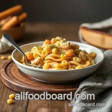 Quick Chicken Corn Pasta Delight Recipe Card