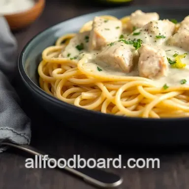 Quick Garlic Chicken Pasta with Creamy Sauce Recipe Card