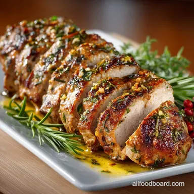 Herbed Roasted Pork Tenderloin Recipe with Quick Dijon Glaze Recipe Card