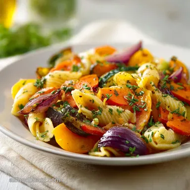 Warm Roasted Fall Vegetable Pasta Salad: Caramelized for 6 Servings