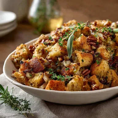 Apple Pecan Stuffing Recipe: The Best Rustic Sage and Thyme Side Recipe Card