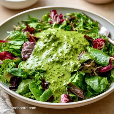 Salad With Pesto Dressing in 5 Minutes Recipe Card