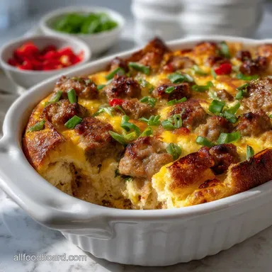 Make Ahead Sausage Breakfast Casserole Easy Overni: Fluffy Ready Recipe Card