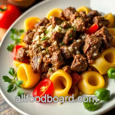 Sautéed Tortellini with Beef & Cheese Delight Recipe Card