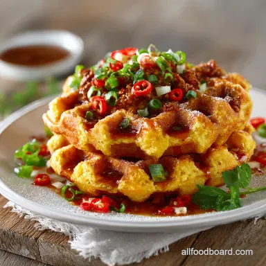 Crisp Buttermilk Cornbread Waffles with Chili The Ultimate Comfort Dinner Recipe Card