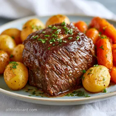 Savory Slow Cooker Roast for 8 Servings Recipe Card