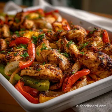 Sheet Pan Chicken Fajita Easy Weeknight Dinner with Bell Peppers Recipe Card