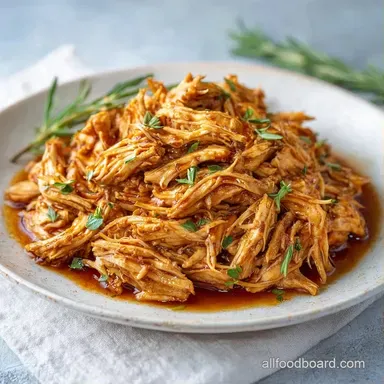 Shredded Slow Cooker Chicken with Thighs Recipe Card