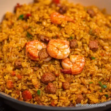 Shrimp Sausage Dirty Rice Bayou Comfort Food Recipe Card