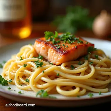 Creamy Garlic Salmon Pasta Ready in 30 Minutes Recipe Card