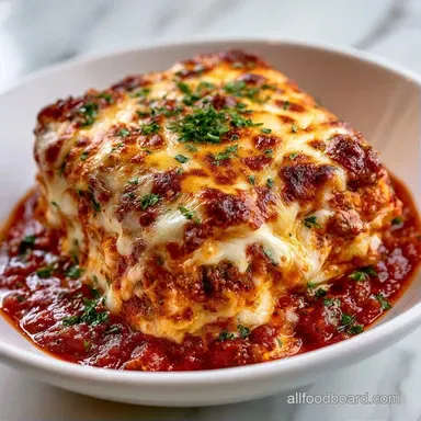 Simple Slow Cooker Lasagna for 8 Servings Recipe Card