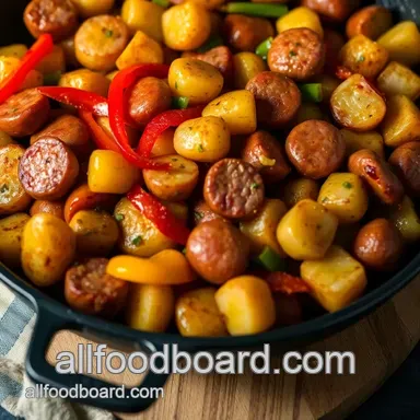 Easy & Flavorful Sausage Potatoes and Peppers Skillet: A Family Favorite Recipe Card