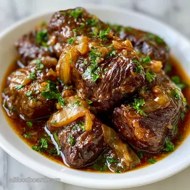Slow Cooker Beef Tips with Silky Gravy Recipe Card