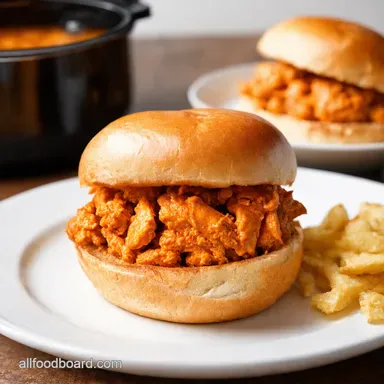 Slow Cooker Buffalo Chicken Sandwiches Easy Game Day Recipe Card