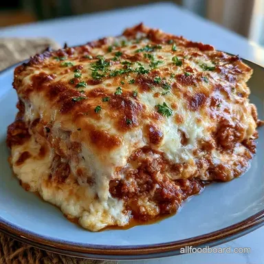 Lasagna Casserole Slow Cooker in 4 Hours Recipe Card