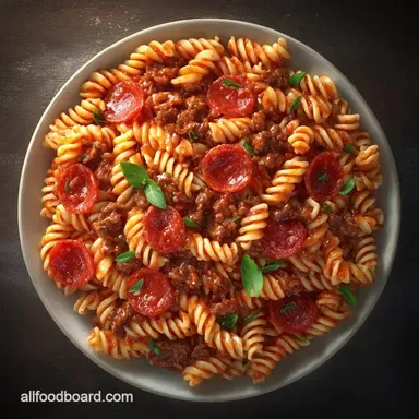 Slow Cooker Pizza Casserole for 8 Servings Recipe Card