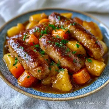 Slow Cooker Sausage Casserole with Gravy Recipe Card
